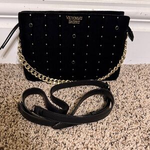 Victoria's Secret Black Velvet Crossbody Bag